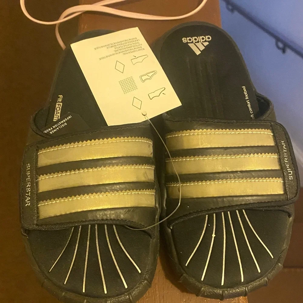 Adidas Black and Tan Slide Sandals - Picture 4 of 4